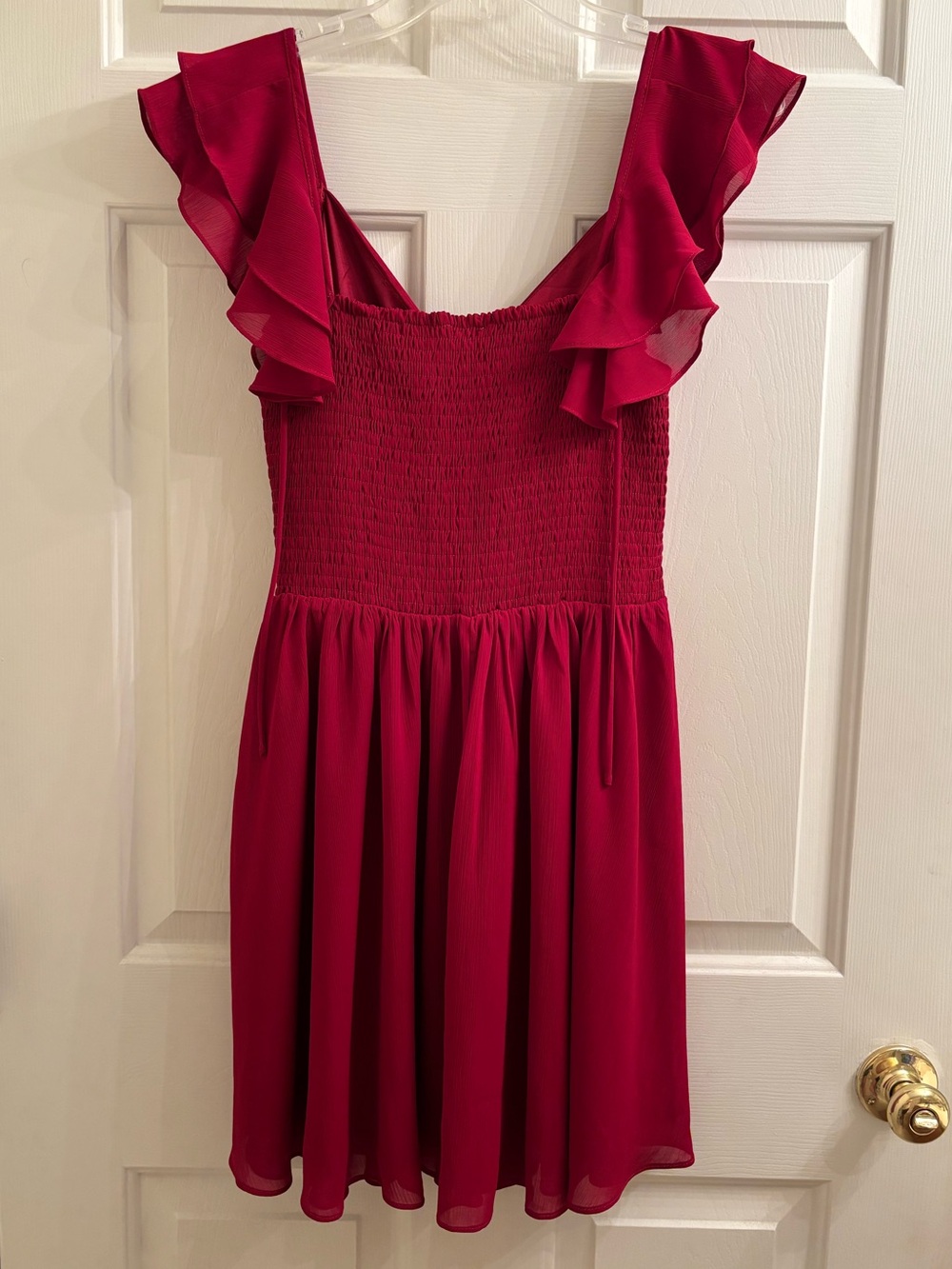 V-Neck Mini Dress With Ruffle Sleeves - Picture 3 of 4